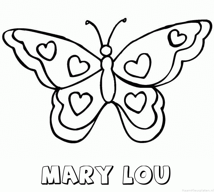 Mary lou vlinder hartjes kleurplaat